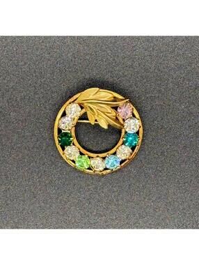 Vintage DCE 1/20 Gold Filled Circle Wreath Brooch